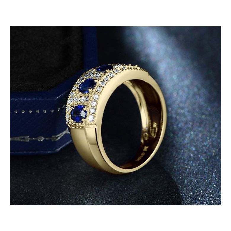Bague quatuor saphirs. Pavage diamant. Or jaune | Bhagya - 5