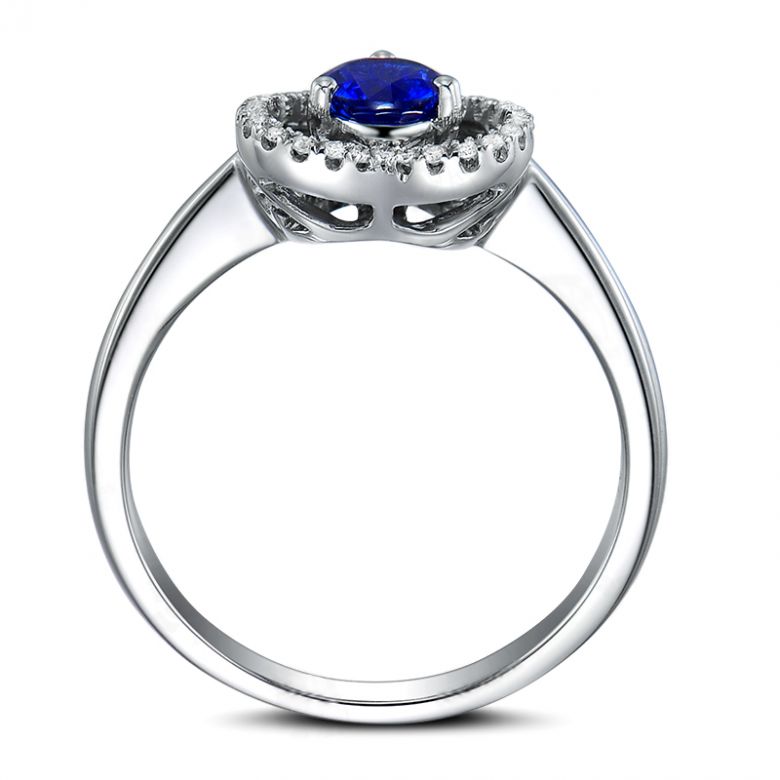 Bague coeur diamant saphir. Or blanc. Love me tender - 5