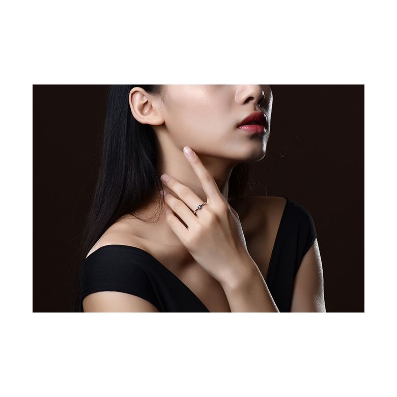 Bague de fiancailles Or blanc et saphir princesse - 4