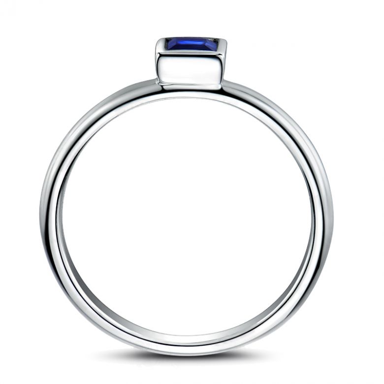 Bague de fiancailles Or blanc et saphir princesse - 7