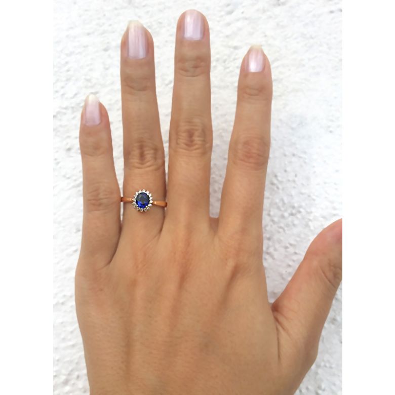 Bague saphir or jaune - Esthétique classique dans un esprit floral - 3