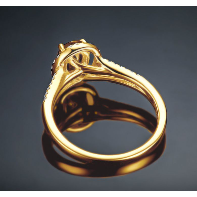 Bague de fiançailles saphir 0.90 carat. Or jaune, Diamants - 5