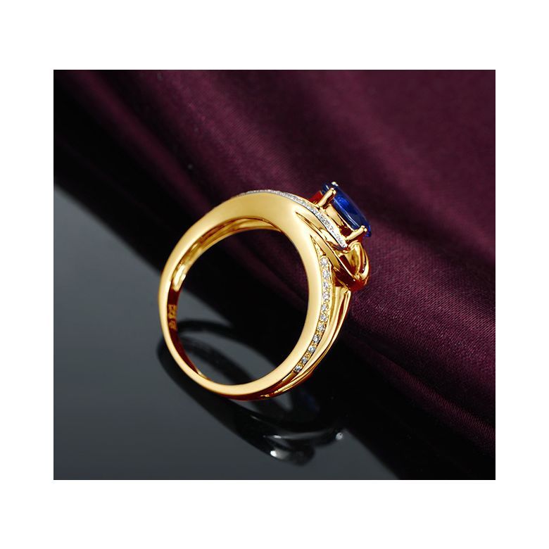 Bague de fiançailles saphir ovale 1 carat. Diamant, Or jaune - 8