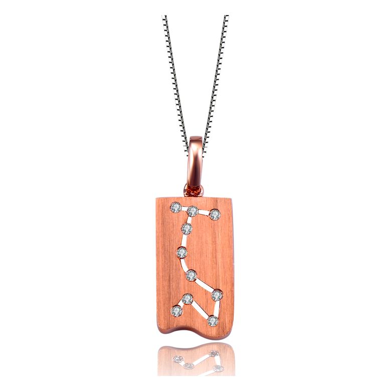 Pendentif zodiaque - Constellation du scorpion - Or rose, diamants - 1