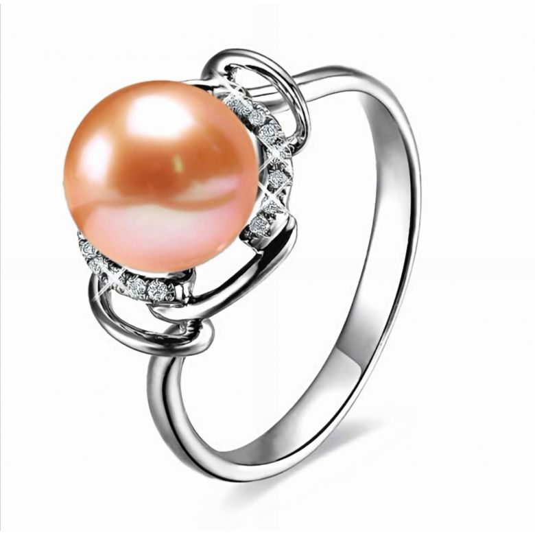 Bague contemporaine perle blanche - Or blanc 750/1000 et diamants - 4