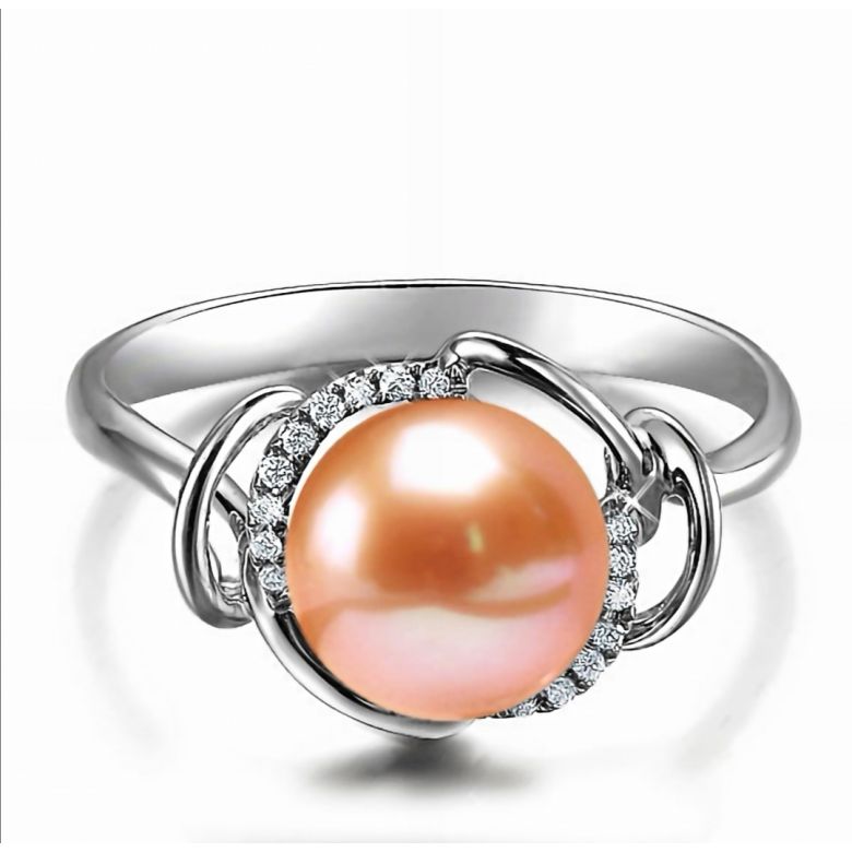 Bague contemporaine perle blanche - Or blanc 750/1000 et diamants - 5
