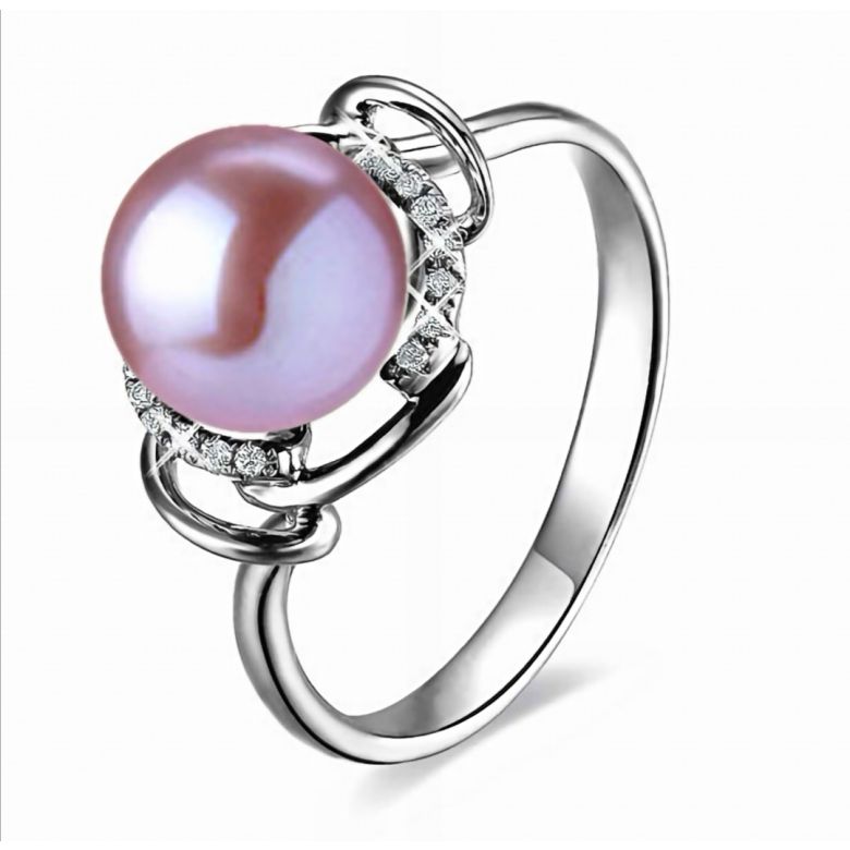 Bague contemporaine perle blanche - Or blanc 750/1000 et diamants - 7