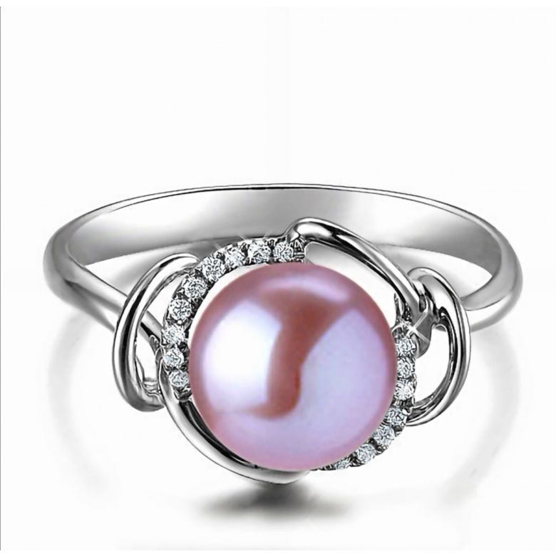 Bague contemporaine perle blanche - Or blanc 750/1000 et diamants - 8