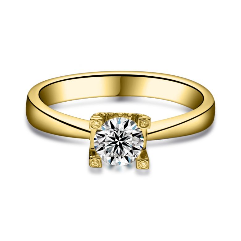 Bague lettre de l'alphabet - Initiale U ou C - Or jaune, diamants | Gemperles - 3