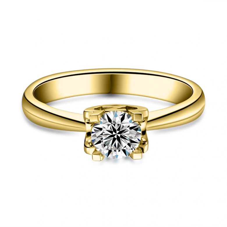 Bague lettre Z en or jaune et diamant 0.25ct | Gemperles - 3