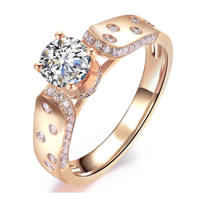Bague Fiançaille Solitaire Or rose. Diamants 0.80ct - 1