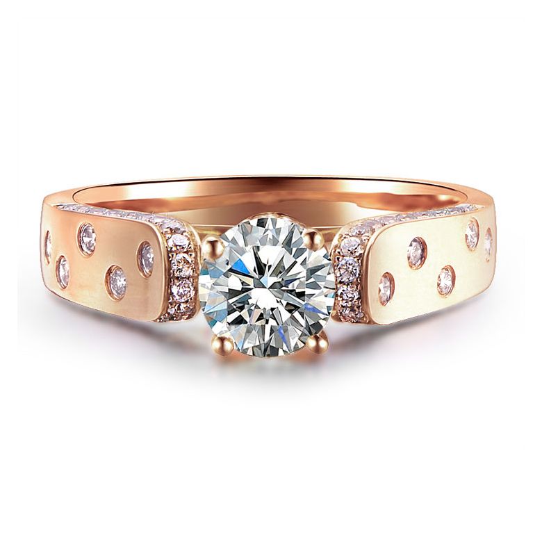 Bague Fiançaille Solitaire Or rose. Diamants 0.80ct - 3