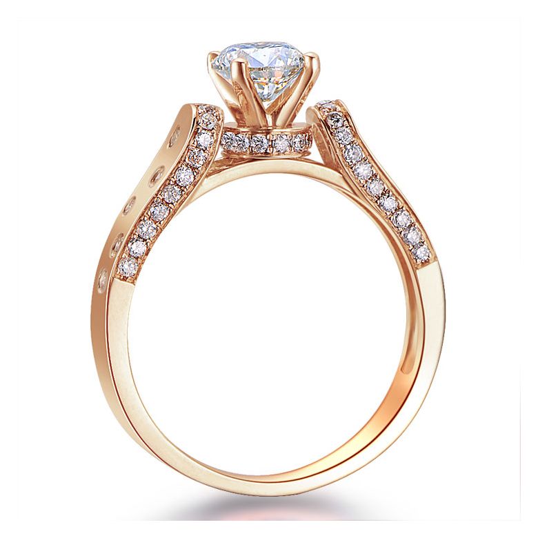 Bague Fiançaille Solitaire Or rose. Diamants 0.80ct - 5