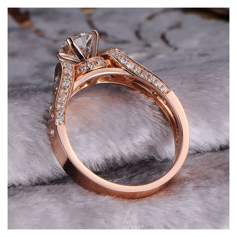 Bague Fiançaille Solitaire Or rose. Diamants 0.80ct - 7