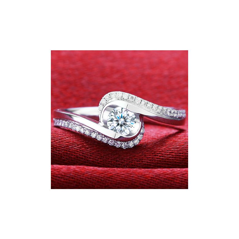 Solitaire A Une Passante -  Diamants & Or Blanc - Baudelaire  | Gemperles - 5