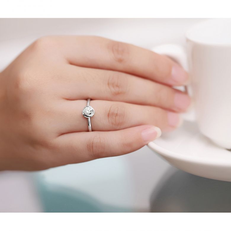 Solitaire Le Tourbillonnant Or Blanc - Diamants Sertis Griffes, Grains | Gemperles - 2