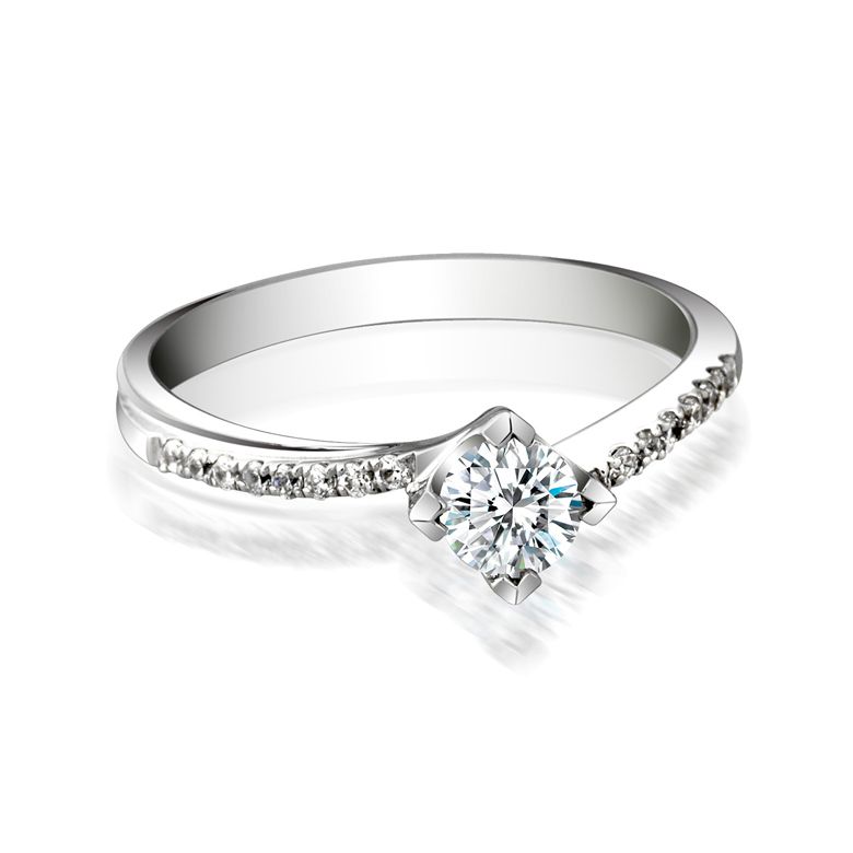 Solitaire bague liseré diamanté - Or blanc 750/1000 | Gemperles - 3