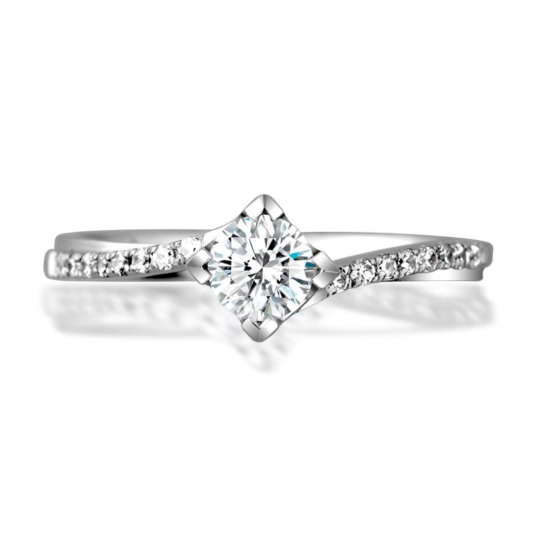 Solitaire bague liseré diamanté - Or blanc 750/1000 | Gemperles - 2