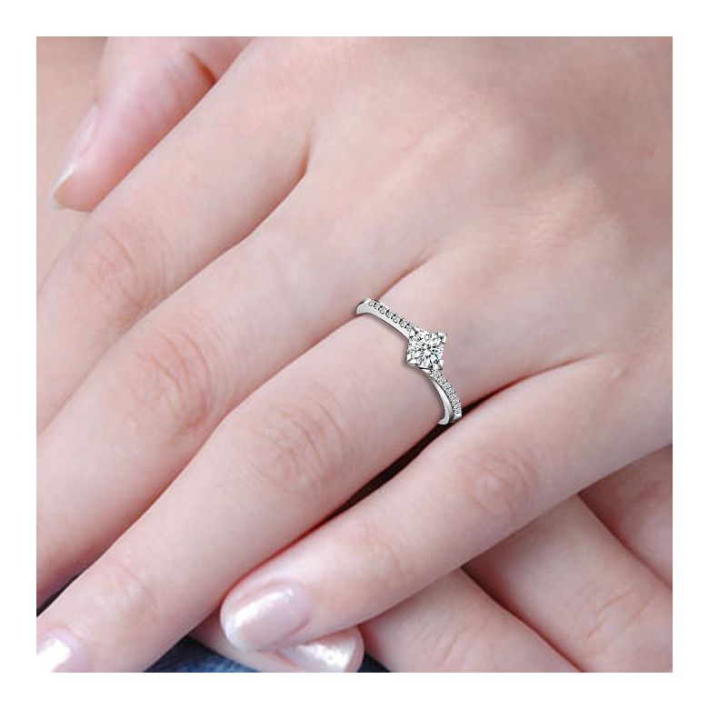 Solitaire bague liseré diamanté - Or blanc 750/1000 | Gemperles - 5