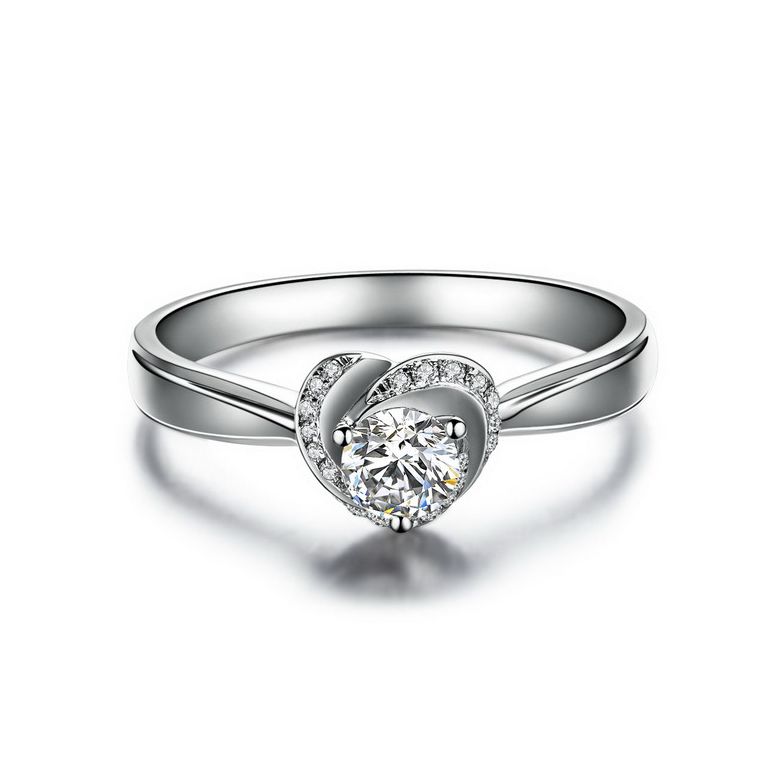 Solitaire Mon Coeur de Rose - Bague Platine & Diamants | Gemperles - 2