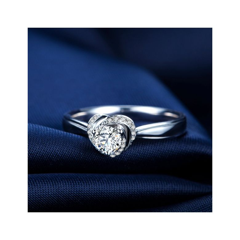 Solitaire Mon Coeur de Rose - Bague Platine & Diamants | Gemperles - 6