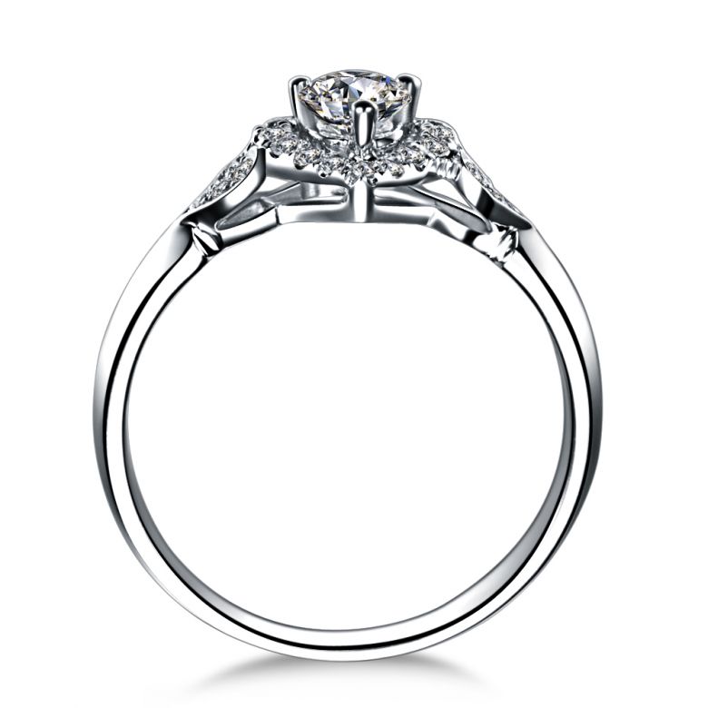 Bague Solitaire Coeurs Splendides - Or Blanc, Diamants | Gemperles - 3