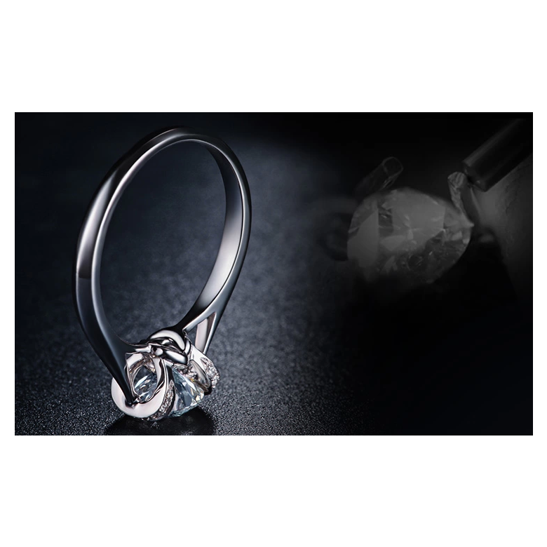 Diamants sertis - Or blanc 18 carats - Bague solitaire - 6