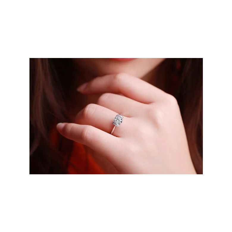 Diamants sertis - Or blanc 18 carats - Bague solitaire - 5