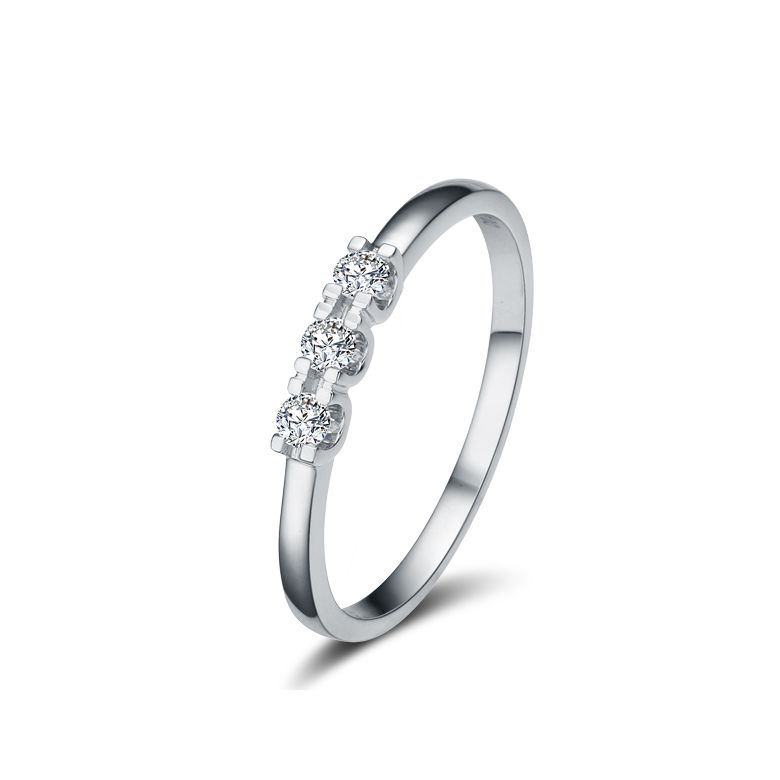 Bague trilogie sertie griffes de 0.12 carat - Or blanc 750/1000 - 1