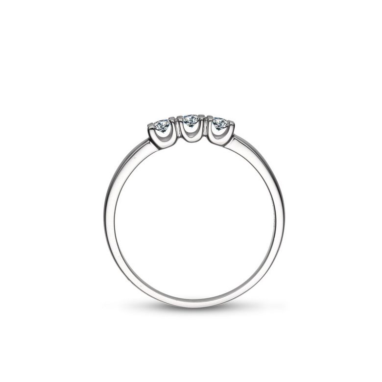 Bague trilogie sertie griffes de 0.12 carat - Platine 750/1000 | Hepburn - 3