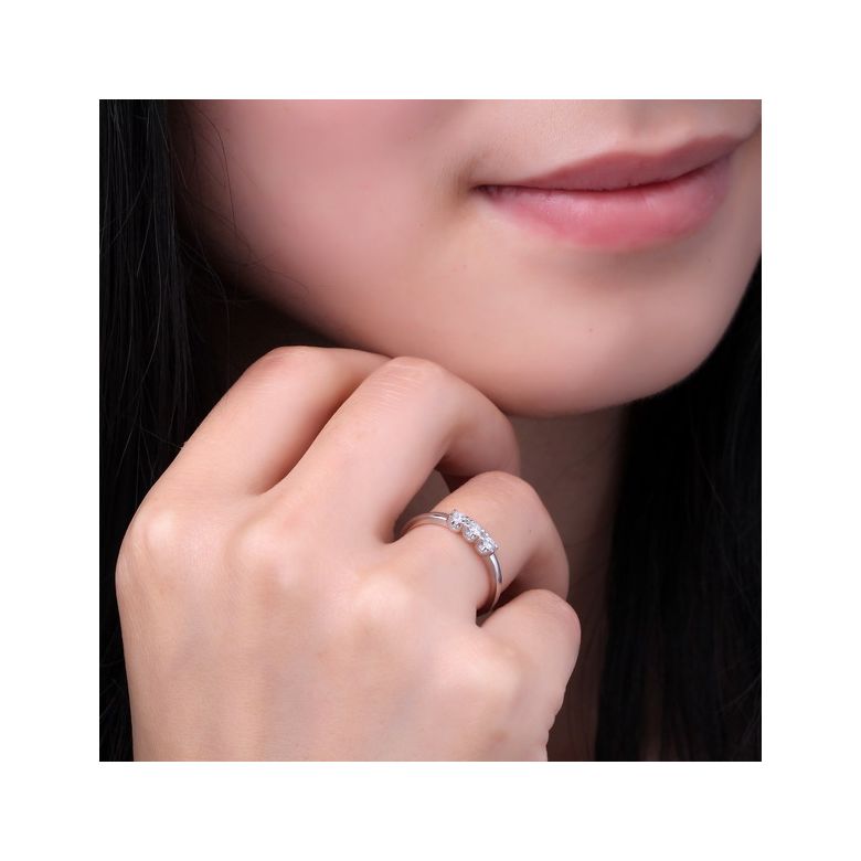 Bague trilogie sertie griffes de 0.12 carat - Platine 750/1000 | Hepburn - 2