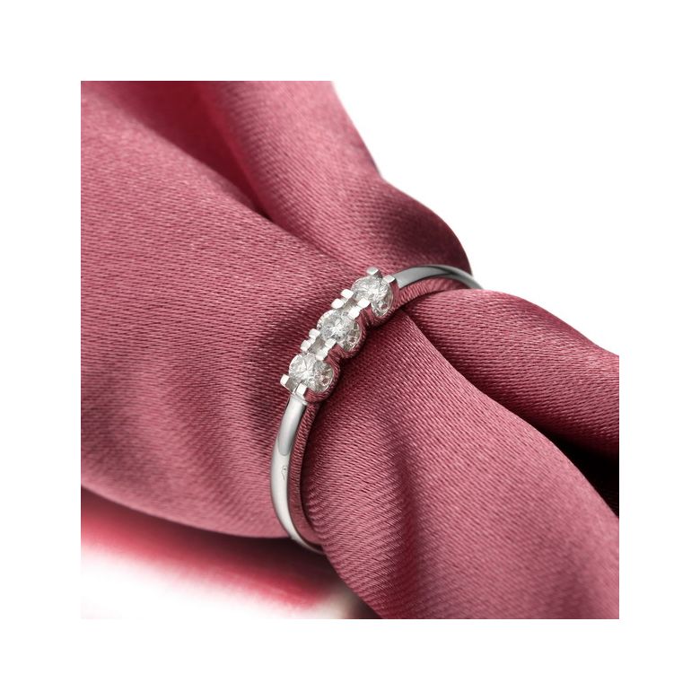 Bague trilogie sertie griffes de 0.12 carat - Platine 750/1000 | Hepburn - 4