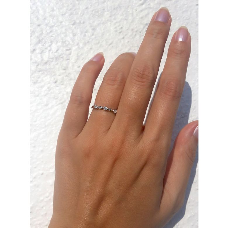 Bague trilogie originale or blanc - Ondulations entrecoupées - 3