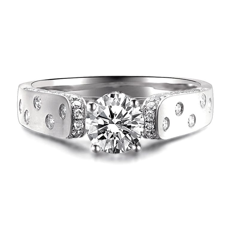 Bague Fiançaille Solitaire Or blanc. Diamants 0.80ct - 6