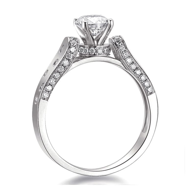 Bague Fiançaille Solitaire Or blanc. Diamants 0.80ct - 7
