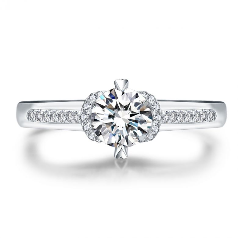 Bague Solitaire Amélia - Or Blanc 0.45ct & Diamant Central 0.35ct | Gemperles - 6
