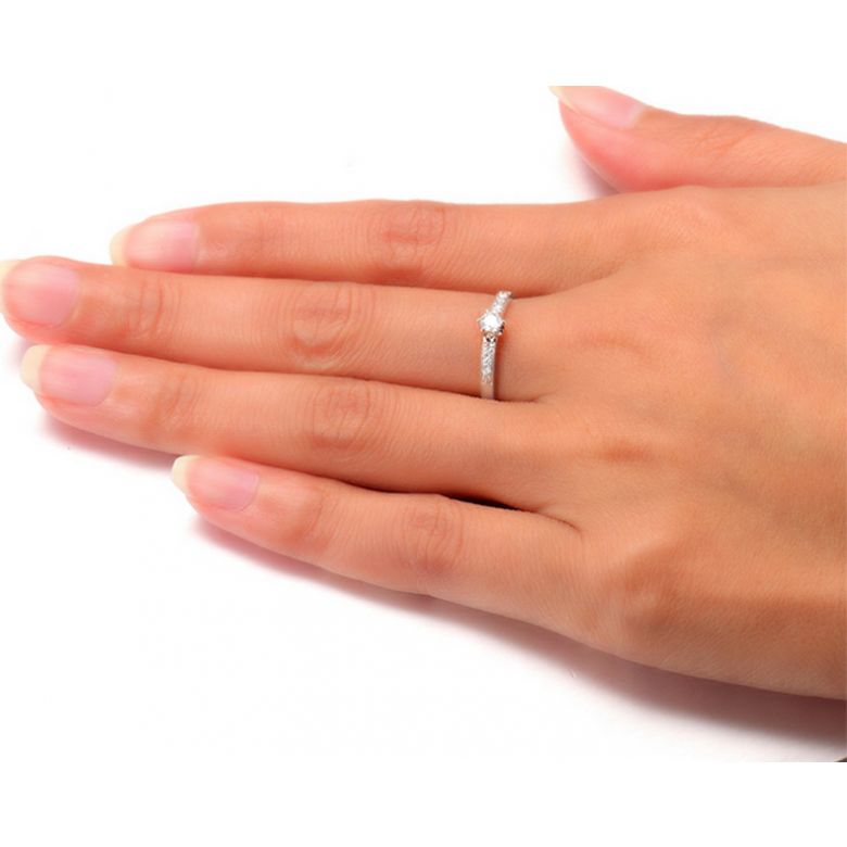 Bague Alliance Solitaire en Platine & Diamants | Gemperles - 5
