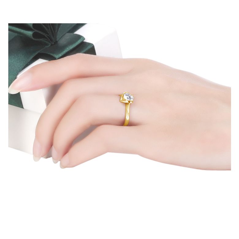 Bague Solitaire Coeur Majestueux - Or Jaune & Diamant | Gemperles - 2
