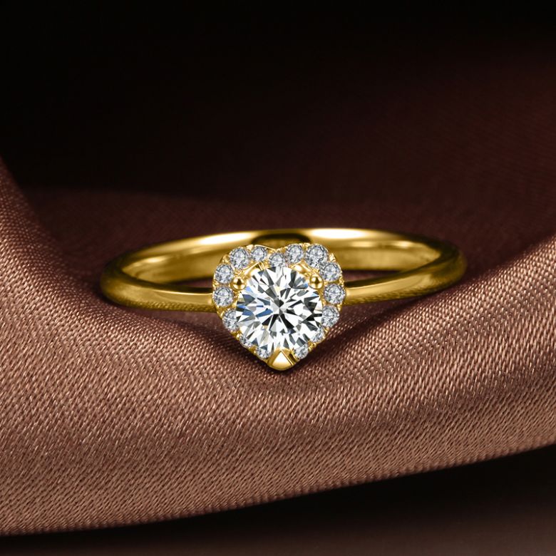 Solitaire Mon Coeur de Diamant - Or Jaune & Diamants Pavés | Gemperles - 5