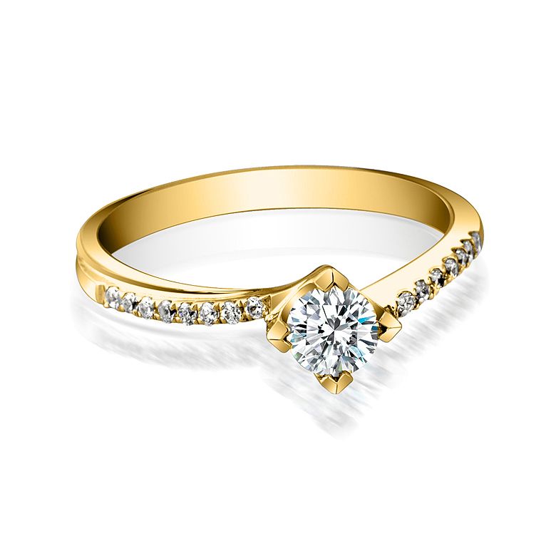 Bague Solitaire Bordure Diamantée Périclès - Or Jaune 18 carats | Gemperles - 4