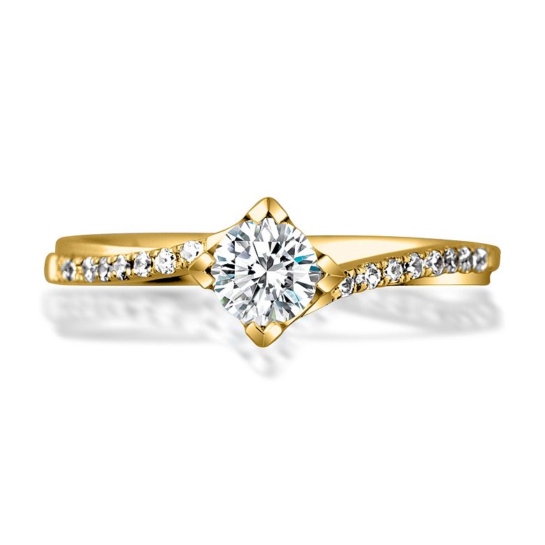 Bague Solitaire Bordure Diamantée Périclès - Or Jaune 18 carats | Gemperles - 2