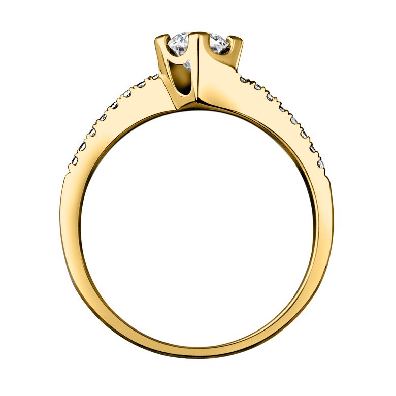 Bague Solitaire Bordure Diamantée Périclès - Or Jaune 18 carats | Gemperles - 3