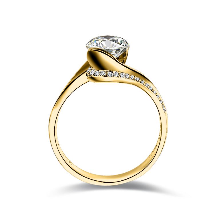 Diamants 0.57ct sur Solitaire Bague Or Jaune - A Une Madone | Gemperles - 4