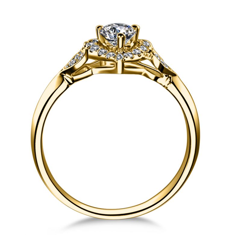 Bague Solitaire Coeurs Splendides - Or Jaune & Diamants | Gemperles - 2
