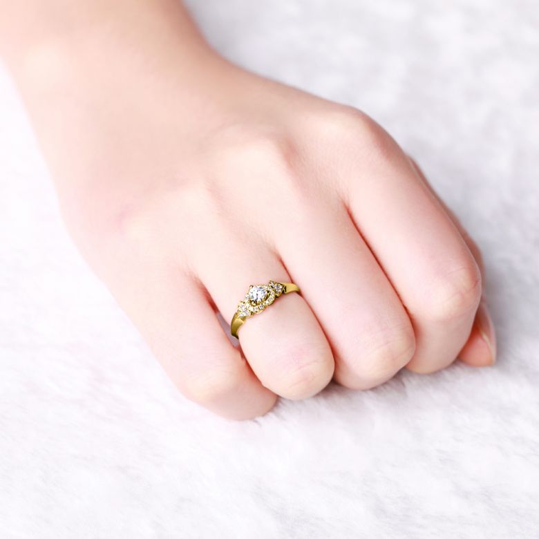 Bague Solitaire Coeurs Splendides - Or Jaune & Diamants | Gemperles - 6