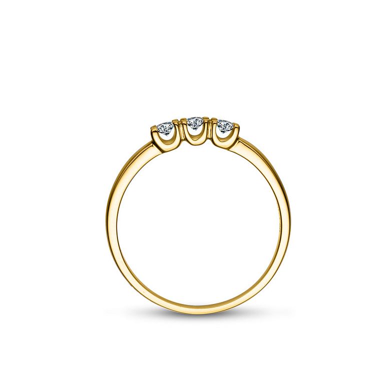 Bague trilogie moderne - Diamants 0.12ct, or jaune 18cts - 3