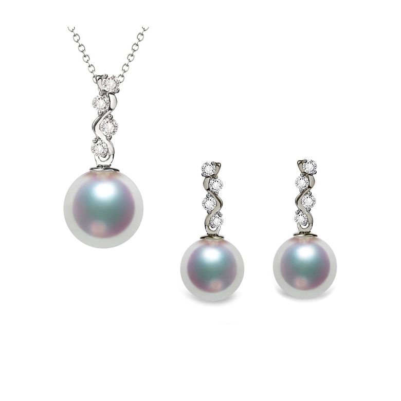 Pendentif et Boucles. Or blanc, Perles. Mya et la danse du serpent - 6
