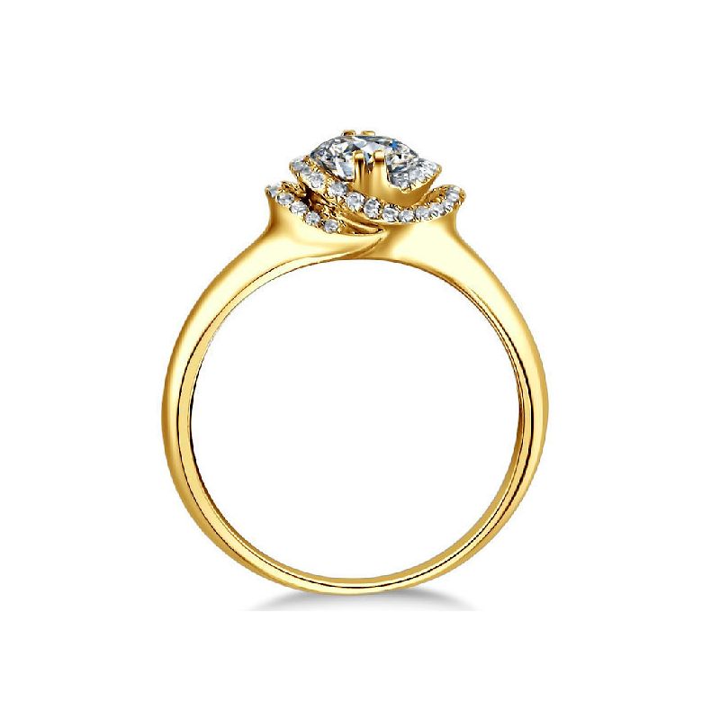 Bague Solitaire Gracieuse Majesté - Or Jaune & Diamants Enroulés | Gemperles - 6