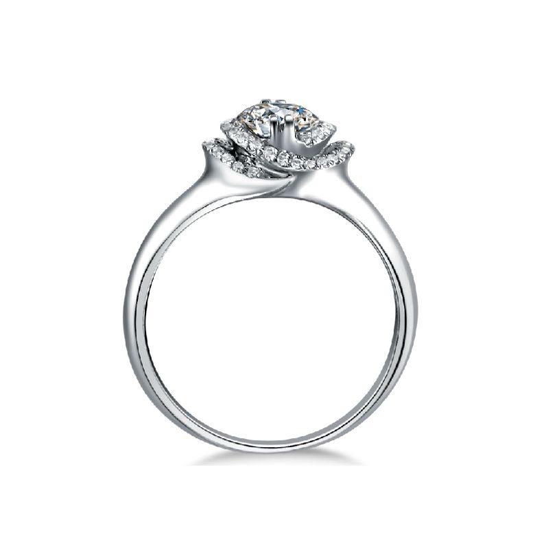 Bague Solitaire Gracieuse Majesté - Platine & Diamants Enroulés | Gemperles - 2
