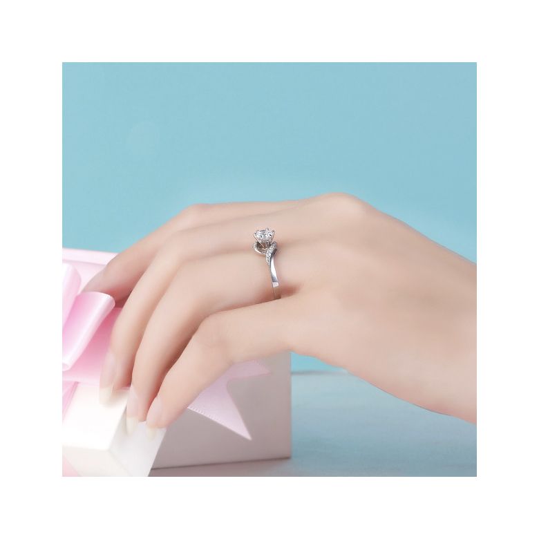 Bague Solitaire Enlacée - Bague Elliptique Platine & Diamants | Gemperles - 5